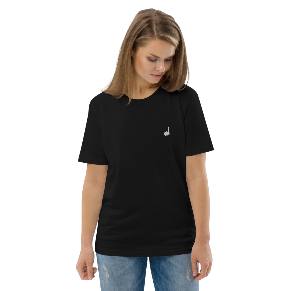 T-shirt noir ombre chat brodée en blanc Unisexe